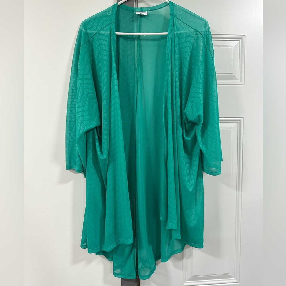 turquoise cardigan